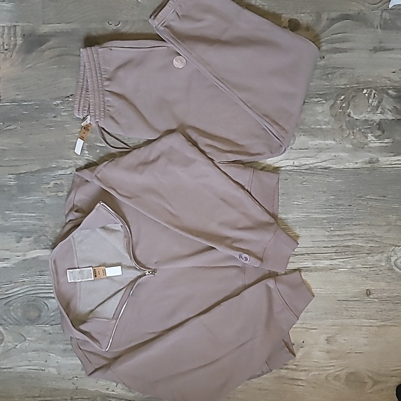 ☕️PINK Premium Fleece SET NEW Half-Zip Sweatshirt & Sweatpants Medium ☕️ - Picture 2 of 6